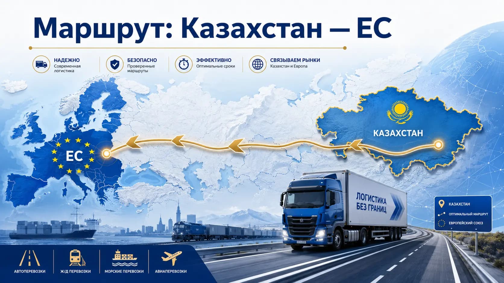Автомобильный маршрут из Казахстана в Европу через границы и страховые зоны